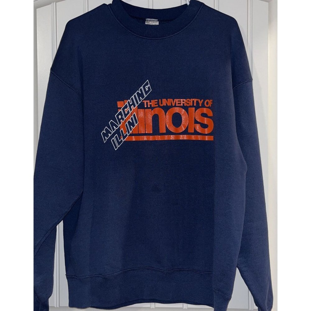 Vintage University Of Illinois Sweatshirt XL  Fruit Of  The Loom Navy Crew Neck